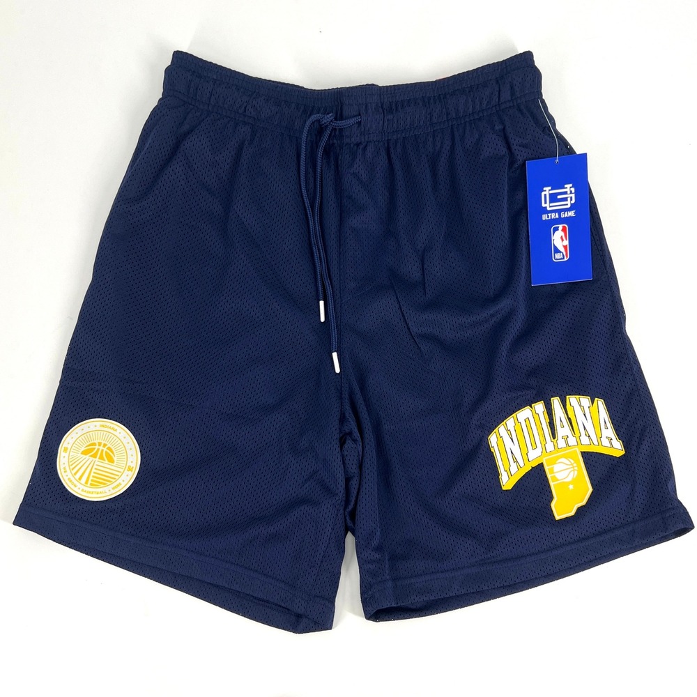 Ultra Game NBA Indiana Pacers Navy Blue Mesh Basketball Shorts Mens Medium NWT
